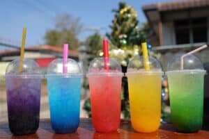 flavoured water plastic glasses