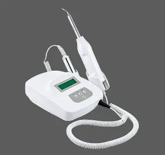 Ozone dental treatment device with handheld applicator and control unit on gray background.