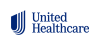 United Healthcare logo featuring stylized blue "U" with vertical lines and company name in dark blue text.